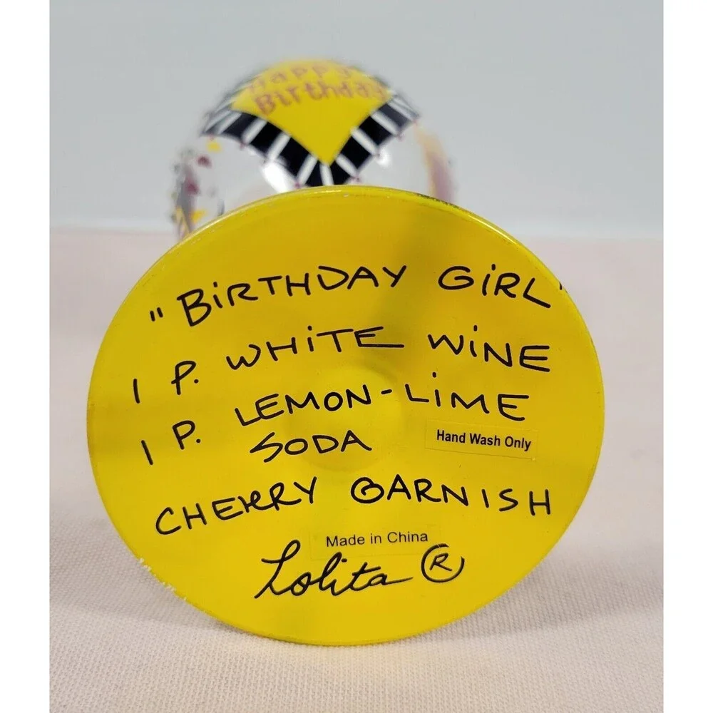 Lolita Birthday Girl Love My Wine Collection Hand Painted Wine Glass